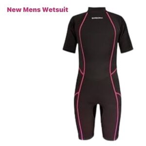 BorBorna Shorty Wetsuit Men 3mm Neoprene One-Piece Diving Back Zip Short…